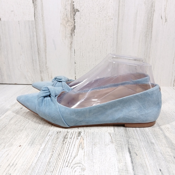 Sam Edelman Shoes - Sam Edelman Wheaton Pointed Toe Suede Bow Flats Pointed Toe Aspen Sky